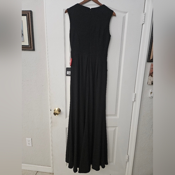 Mac Duggal Draped Side Knot Jersey Gown w/ Rhinestone Ring Black SZ 10 NWT - Picture 8 of 9